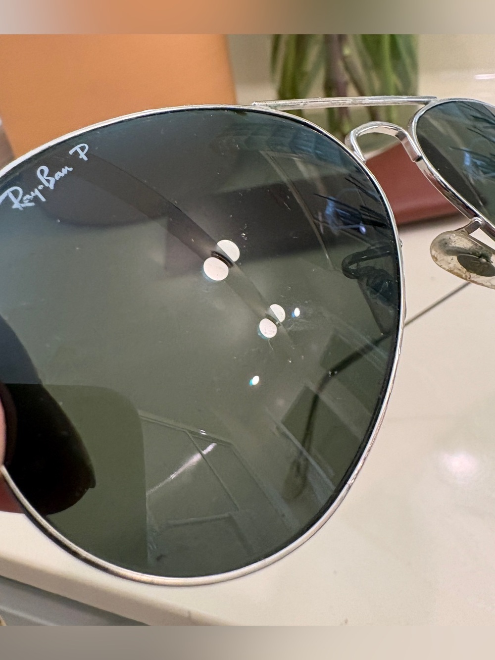 Ray-Ban Aviator Sunglasses - Silver Frame, Green Lenses - Picture 7 of 8